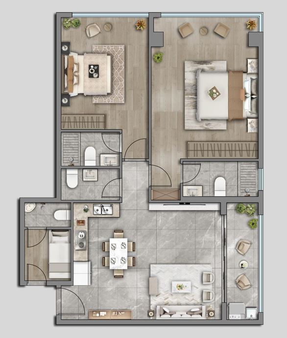 2 Bed Platinum + DSQ floor plan